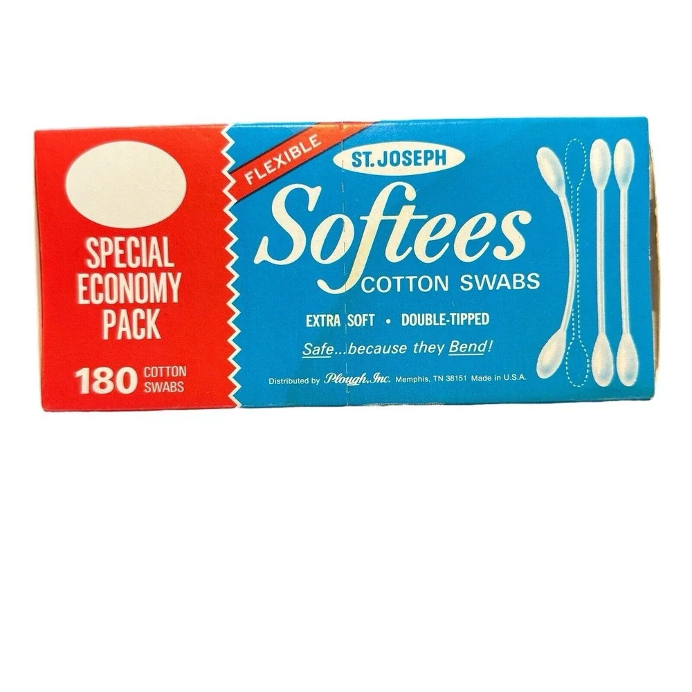 Vintage 70s 80s St Joseph SOFTEES Cotton Swabs Flexible Original Box Almost Full